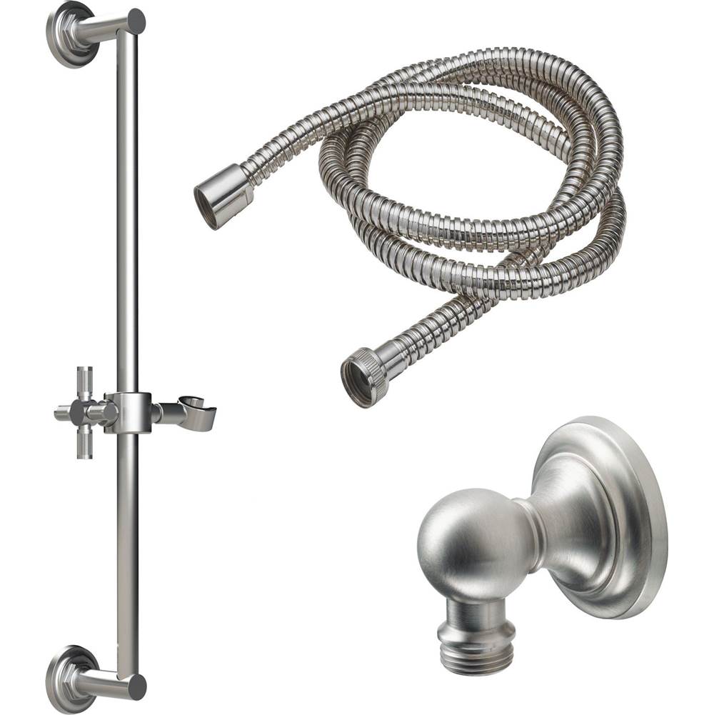 California Faucets Slide Bar Handshower Kit - Knurled Cross Handle with Concave Base