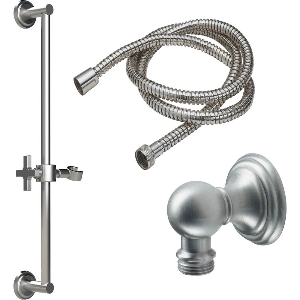California Faucets Slide Bar Handshower Kit - Cross Handle with Concave Base