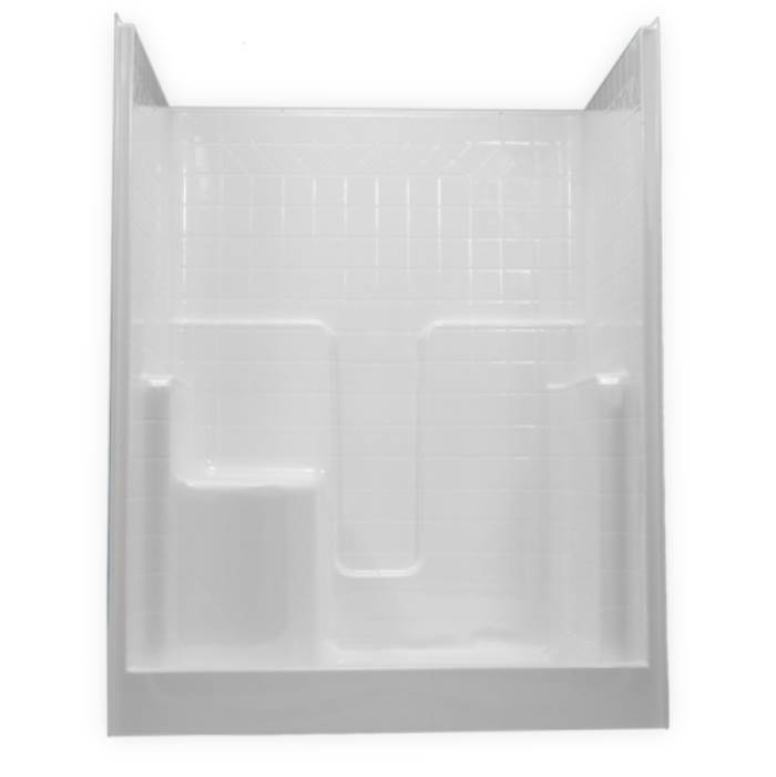 Clarion Bathware 60'' Tiled Shower W/ 7'' Threshold And Molded Seat - Center Drain