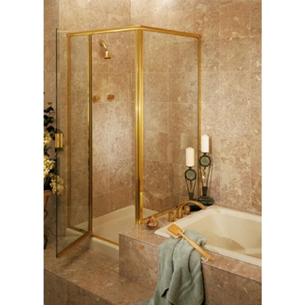 Century Bathworks CH-1631B Corner Enclosure, Gold Anodized Aluminum, 1/4'' Clear Glass, Clamp-On Handle