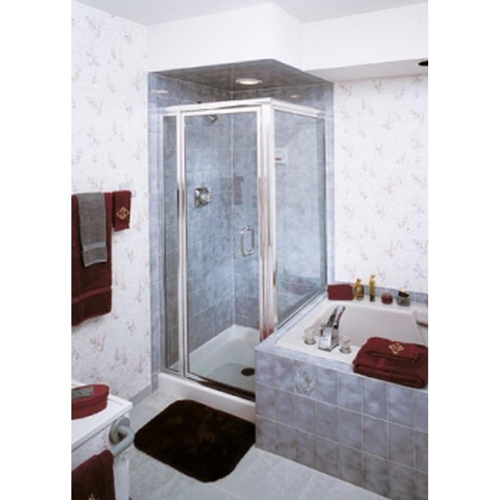 Century Bathworks L-1631B Corner Enclosure, Silver Anodized Aluminum, Clear Glass, 6'' C-Pull Handle Up