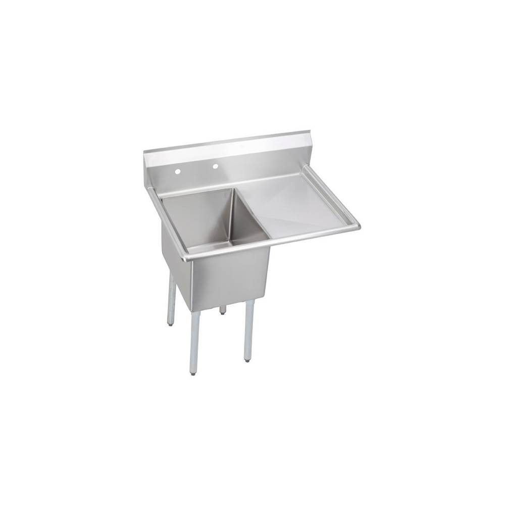 Elkay Stainless Steel 44-1/2'' x 29-13/16'' x 44-3/4'' 16 Gauge One Compartment Sink w/ 24'' Right Drainboard and Stainless Steel Legs
