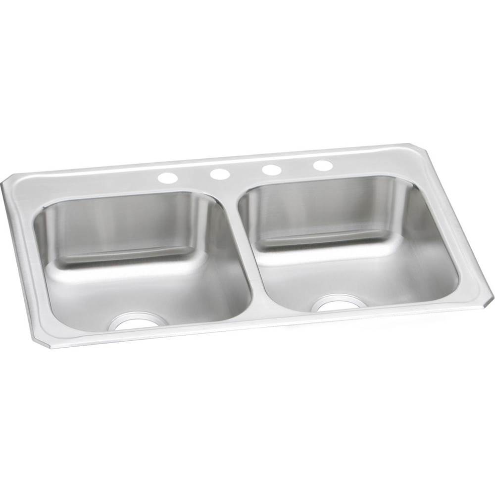 Elkay Celebrity Stainless Steel 33'' x 22'' x 7'', 4-Hole Equal Double Bowl Drop-in Sink