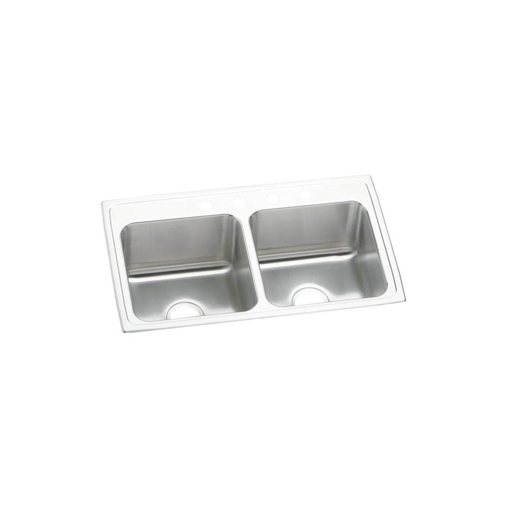 Elkay Lustertone Classic Stainless Steel 33'' x 19-1/2'' x 10-1/8'', 1-Hole Equal Double Bowl Drop-in Sink