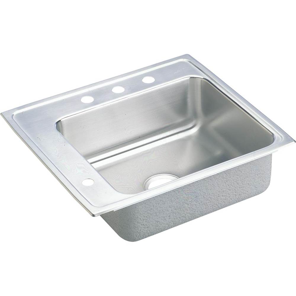 Elkay Lustertone Classic Stainless Steel 22'' x 19-1/2'' x 4'', 2LM-Hole Single Bowl Drop-in Classroom ADA Sink with Quick-clip