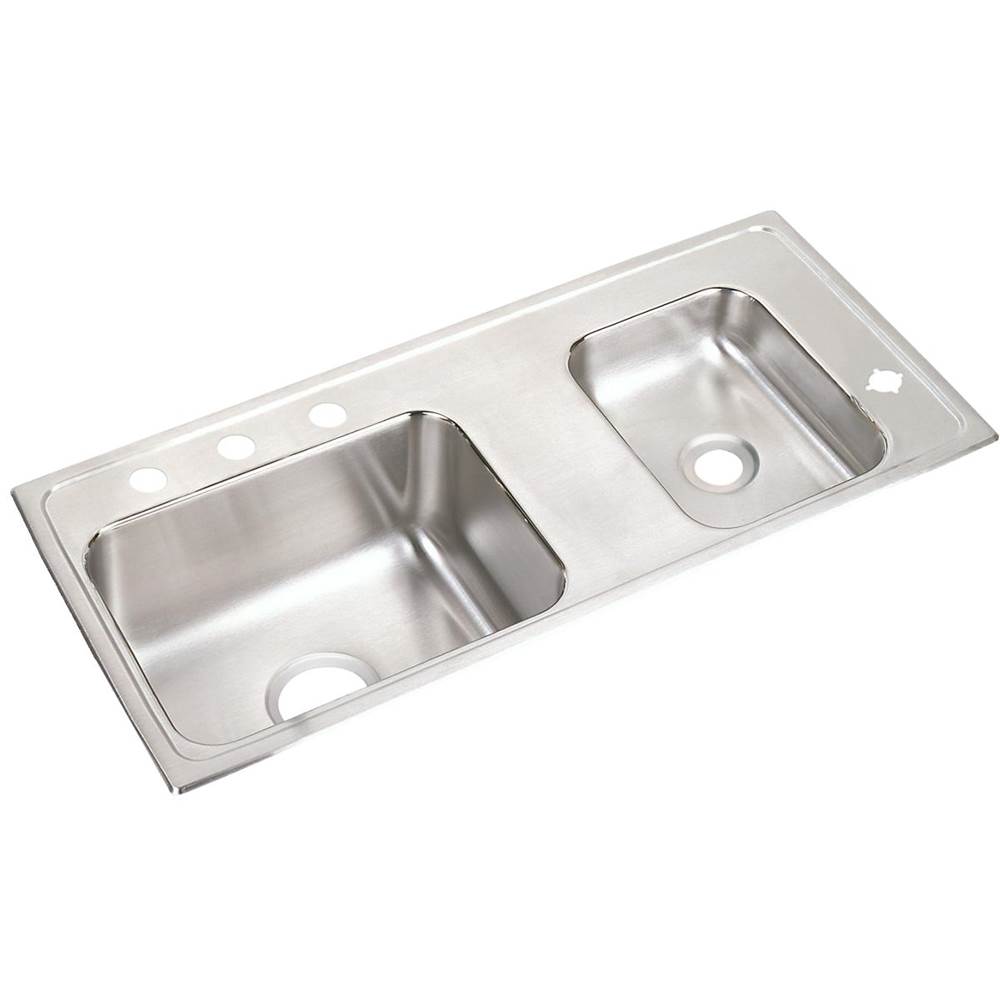 Elkay Lustertone Classic Stainless Steel 37-1/4'' x 17'' x 5'', Double Bowl Drop-in Classroom ADA Sink