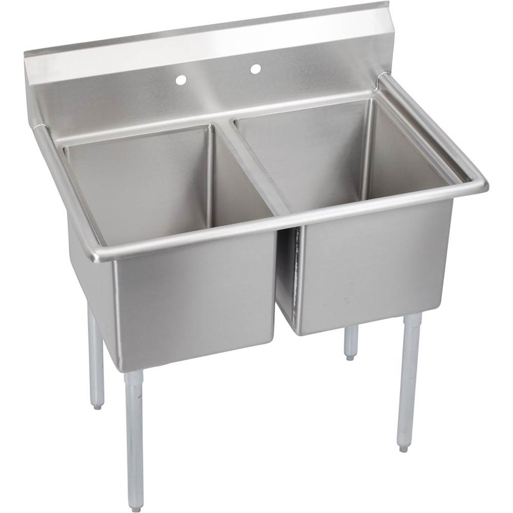 Elkay Dependabilt Stainless Steel 55'' x 29-13/16'' x 43-3/4'' 18 Gauge Two Compartment Sink with Stainless Steel Legs