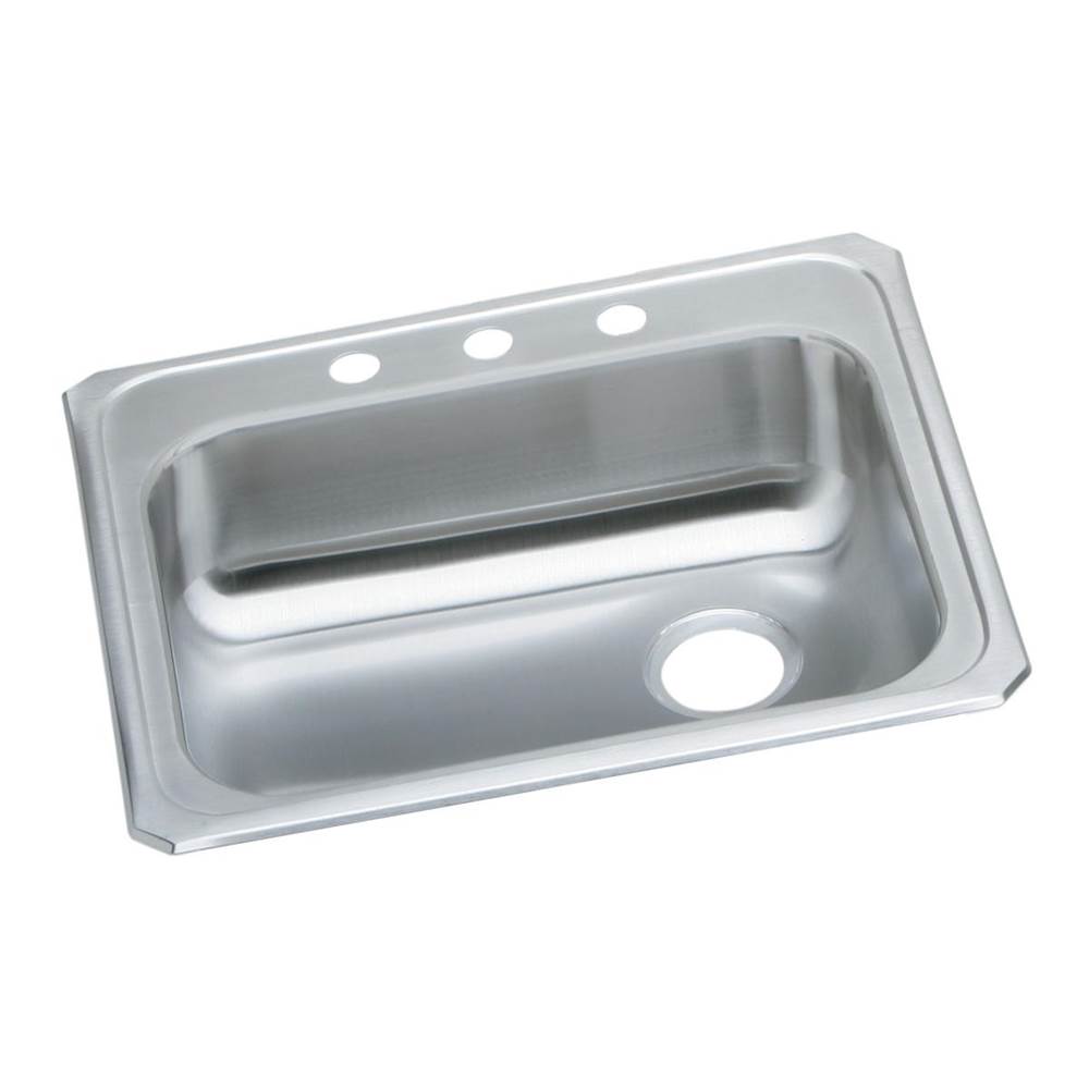 Elkay Celebrity Stainless Steel 25'' x 21-1/4'' x 5-3/8'', 3-Hole Single Bowl Drop-in Sink with Right Drain