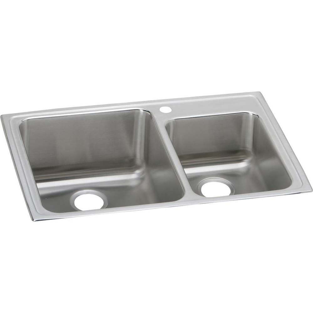 Elkay Lustertone Classic Stainless Steel 33'' x 22'' x 10'', 3-Hole 60/40 Double Bowl Drop-in Sink