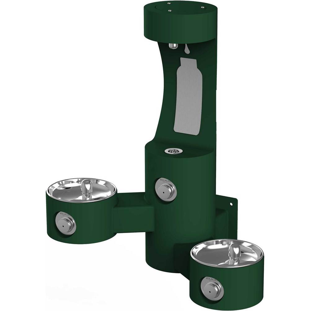 Elkay Outdoor ezH2O Bottle Filling Station Wall Mount, with Bi-Level Fountain, Non-Filtered Non-Refrigerated, Evergreen
