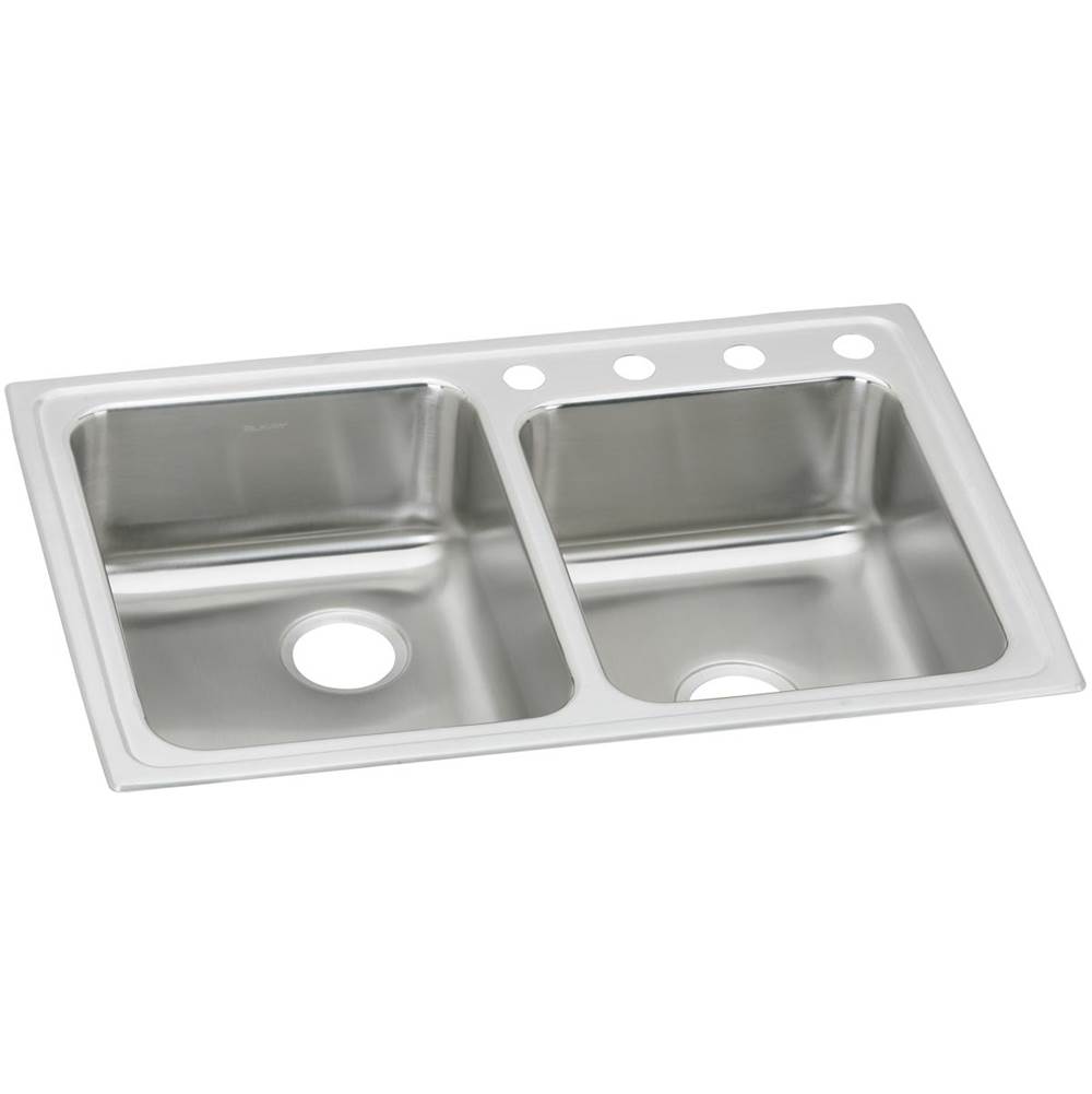 Elkay Lustertone Classic Stainless Steel 33'' x 22'' x 6-1/2'', Offset 1-Hole Double Bowl Drop-in ADA Sink