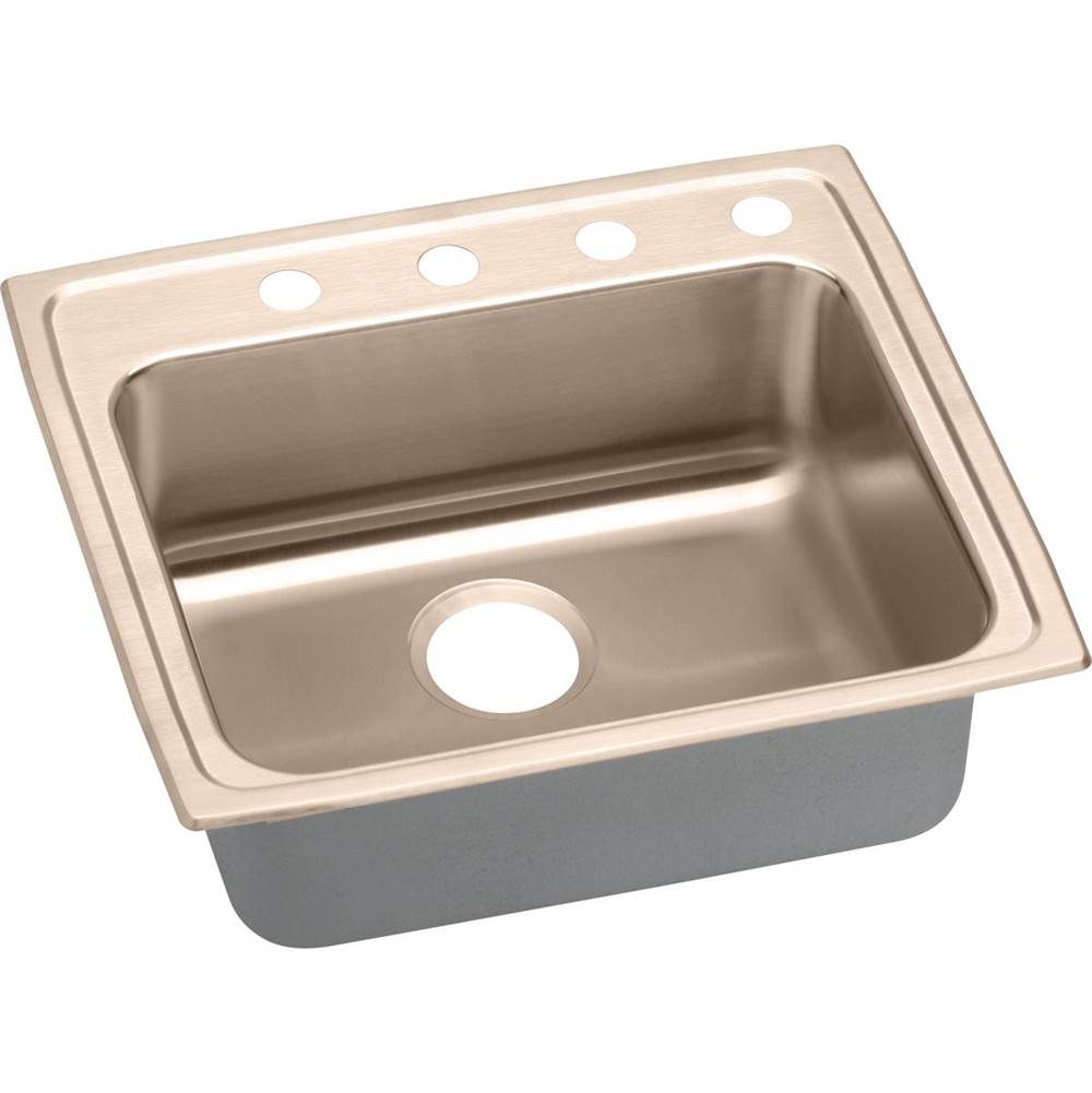 Elkay CuVerro Antimicrobial Copper 25'' x 21-1/4'' x 4'', Single Bowl Drop-in ADA Sink