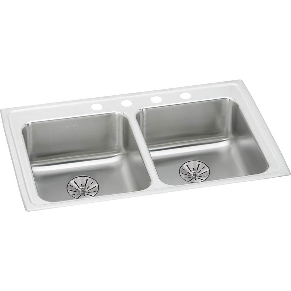 Elkay Lustertone Classic Stainless Steel 29'' x 22'' x 6-1/2'', Equal Double Bowl Drop-in ADA Sink w/ Perfect Drain