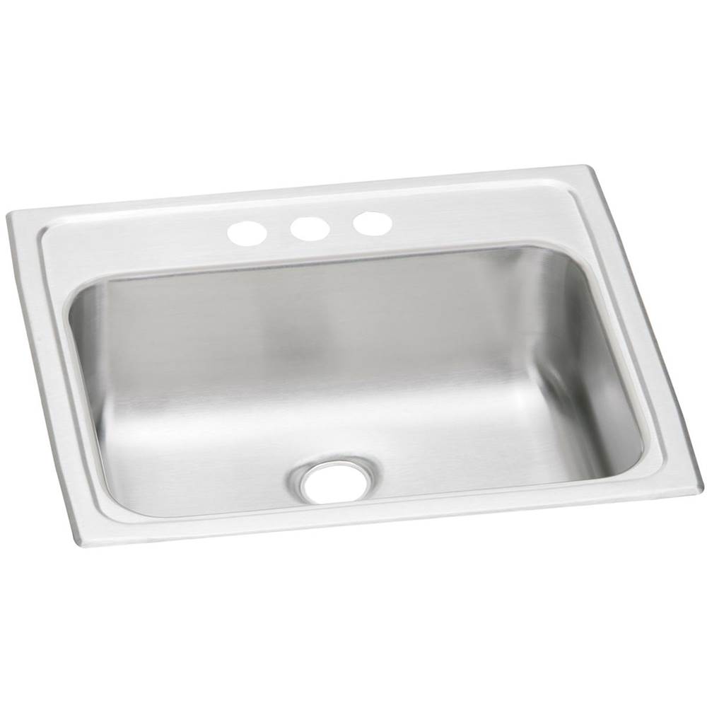 Elkay Celebrity Stainless Steel 19'' x 17'' x 6-1/8'', 2-Hole Single Bowl Drop-in Bathroom Sink with Overflow