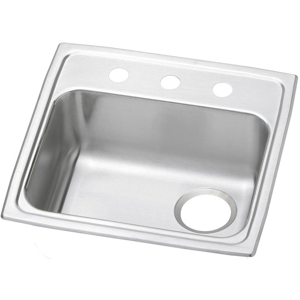 Elkay Celebrity Stainless Steel 19-1/2'' x 19'' x 5-1/2'', 1-Hole Single Bowl Drop-in ADA Sink with Quick-clip and Right Drain