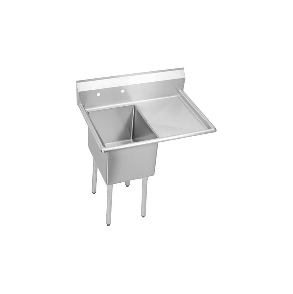 Elkay Dependabilt Stainless Steel 50-1/2'' x 29-13/16'' x 44-3/4'' 16 Gauge One Compartment Sink w/ 24'' Right Drainboard and Stainless Steel Legs
