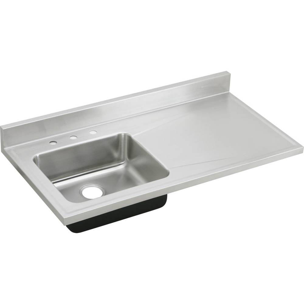 Elkay Lustertone Classic Stainless Steel 48'' x 25'' x 7-1/2'', Single Bowl Sink Top with Drainboard