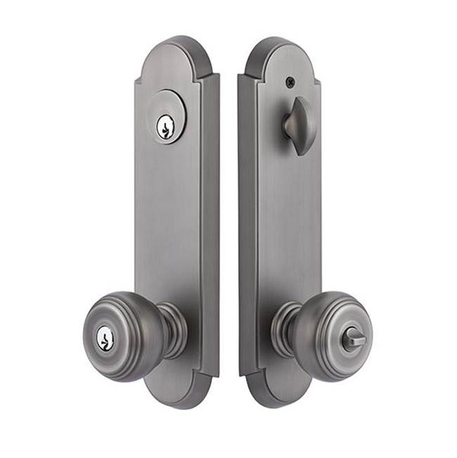 Emtek 2-PT Lock Key in Knb/Lvr Dbl Cyl, Annapolis Plate, Luzern Lever, RH, US26