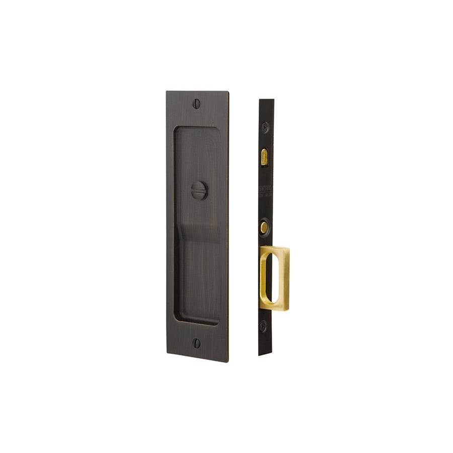 Emtek Passage, Sandcast Bronze, Rustic Modern Rectangular Pocket Door Mortise Lock, MB