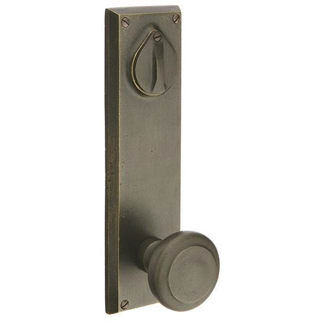 Emtek Dummy Pair Keyed, Sideplate Locksets Rectangular 5-1/2'' Center to Center Keyed, Bronze Round Knob, TWB