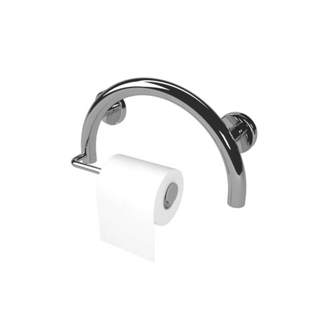 Health at Home Circle Grab Bar/Toilet Paper Holder. Brushed Stainless.