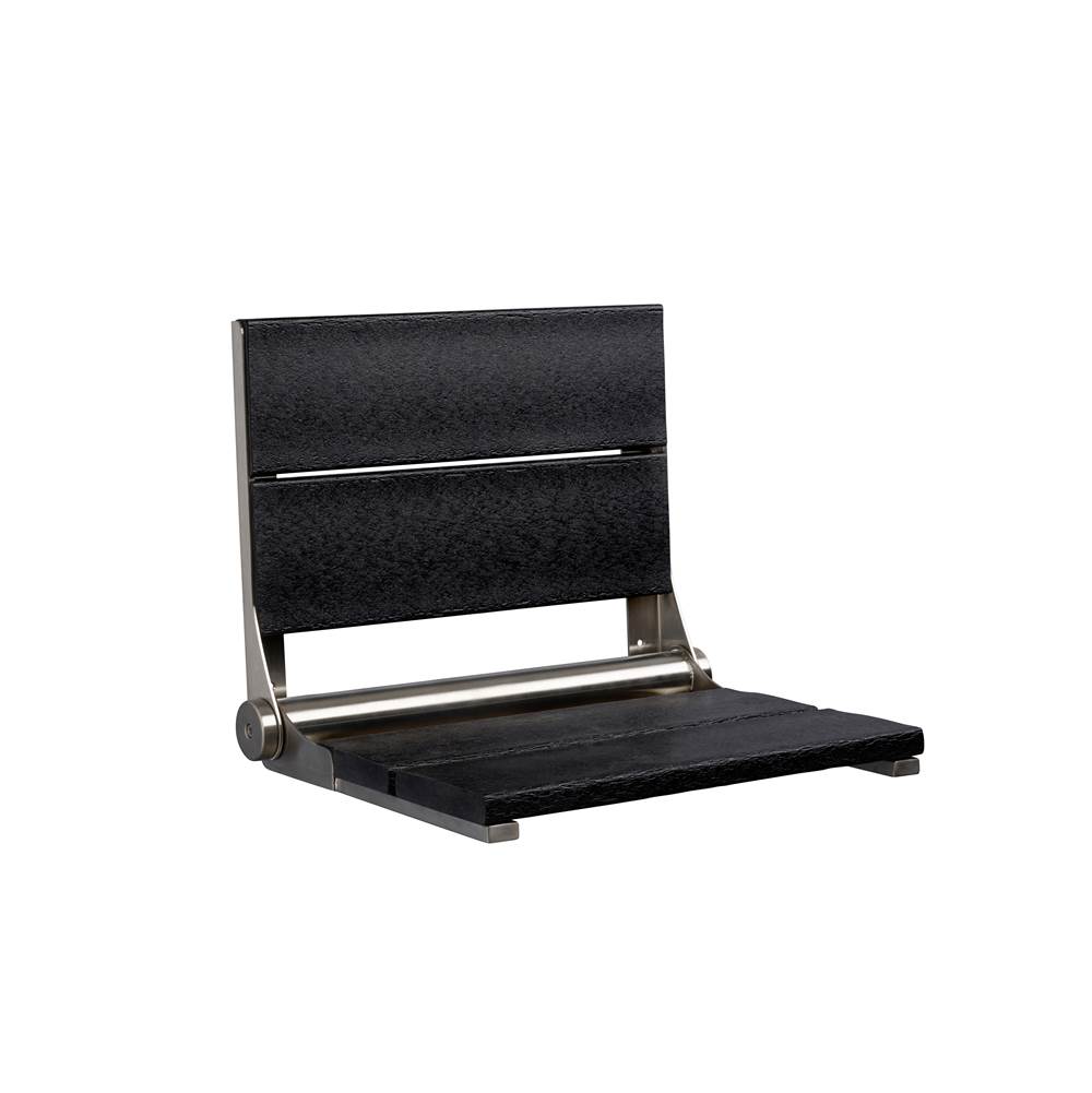 Health at Home 18'' Black seat - Oil Rubbed Bronze frame, fold-up shower seat with mounting screws. Must secure