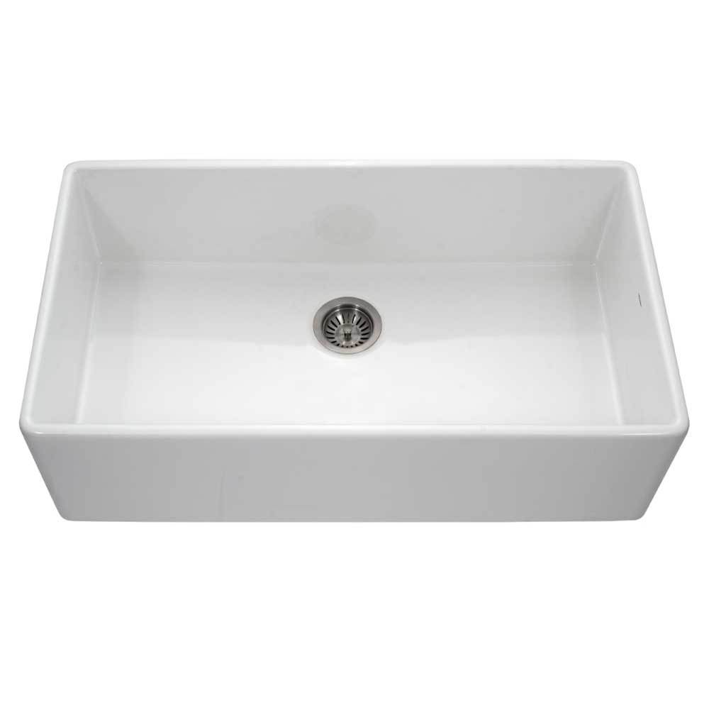 Hamat Apron-Front Fireclay Single Bowl Kitchen Sink, White
