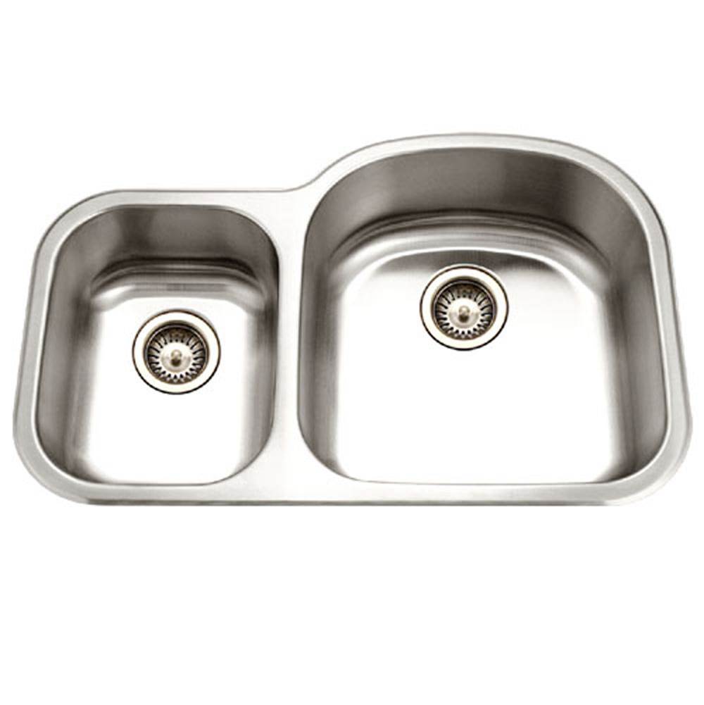 Hamat Undermount Stainless Steel 30/70 Double Bowl Kitchen Sink, Small Bowl Left
