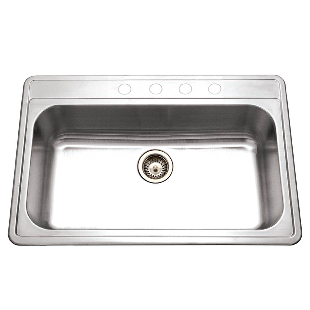 Hamat Topmount Stainless Steel 4-Hole Large Single Bowl Kitchen Sink