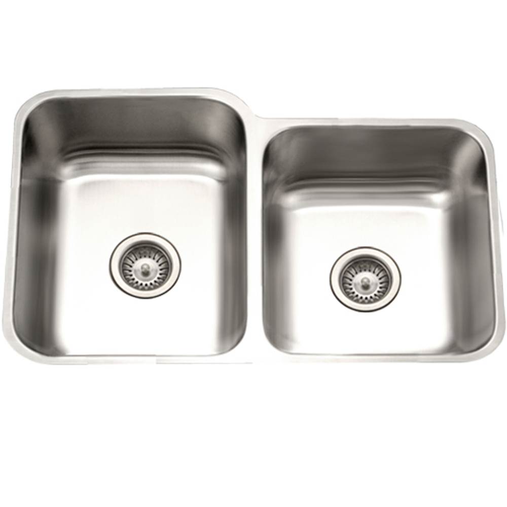 Hamat Undermount Stainless Steel 60/40 Double Bowl Kitchen Sink, Small Bowl Left, 18 Gauge