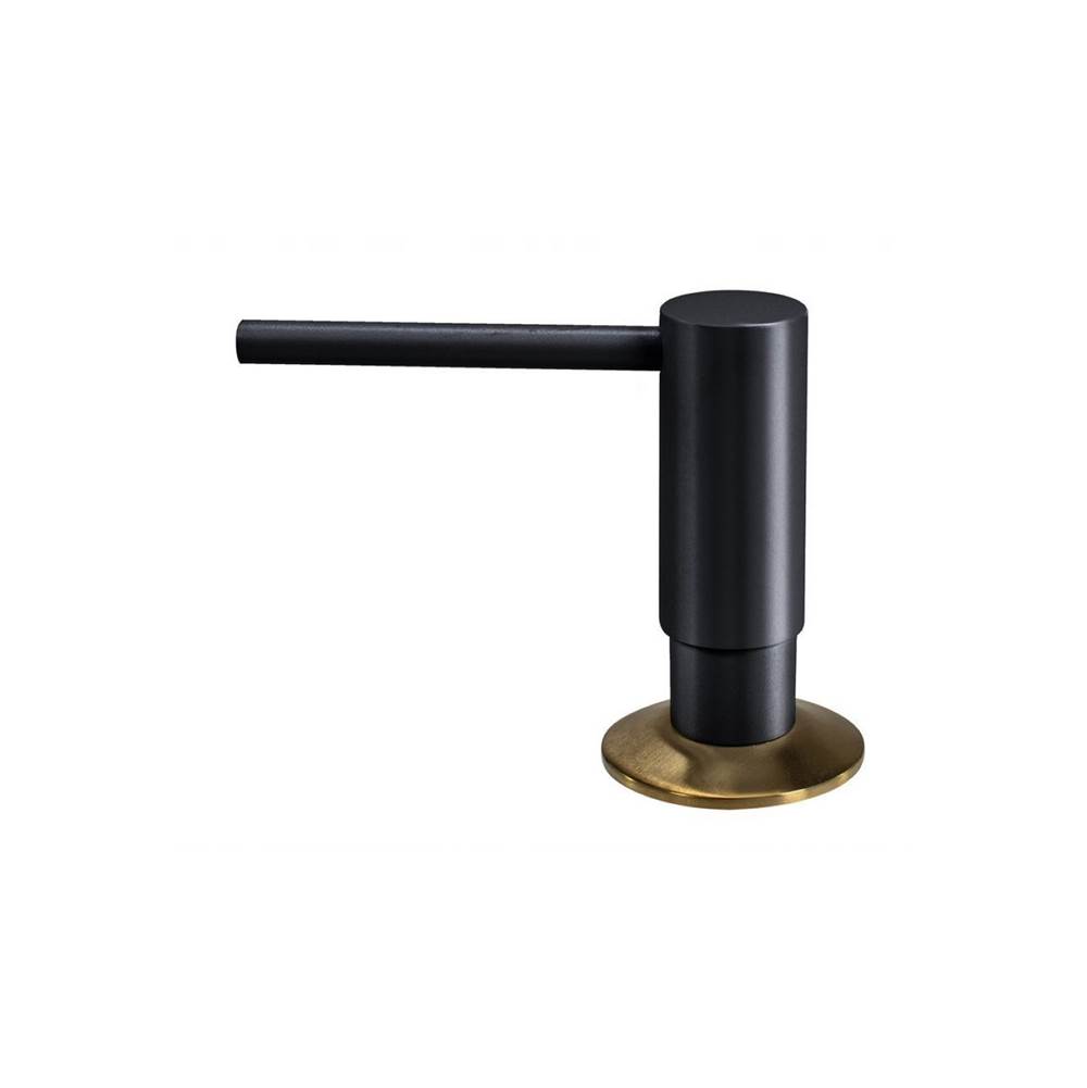 Hamat Soap Dispenser with Pump and Bottle in Matte Black and Matte Gold