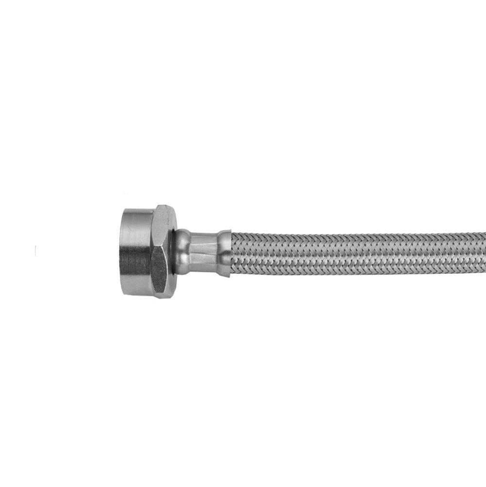 Jaclo JACLOFLEX™ Clear Stainless Steel Flexible Braided 3/8'' O.D. x 7/8'' I.D.- 12'' Toilet Supply Line with Metal Nut