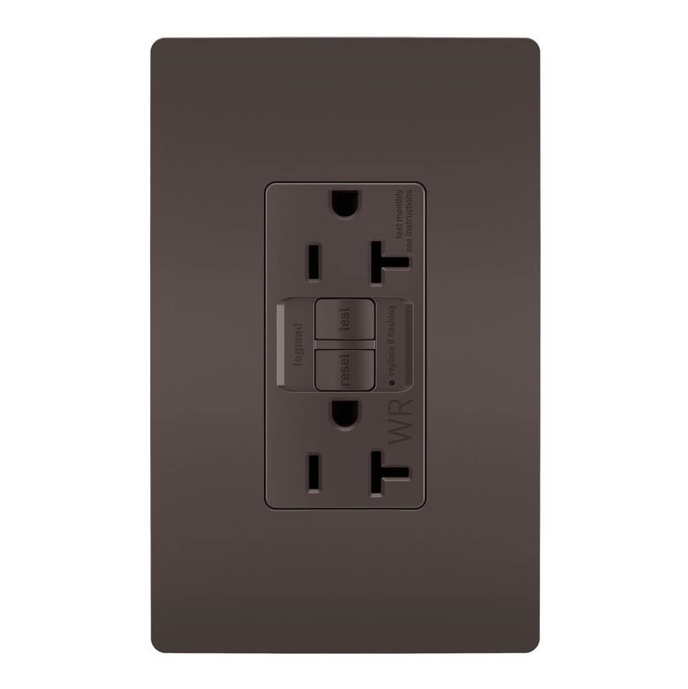 Legrand radiant Spec-Grade 20A Weather-Resistant Self-Test GFCI Receptacle, Brown