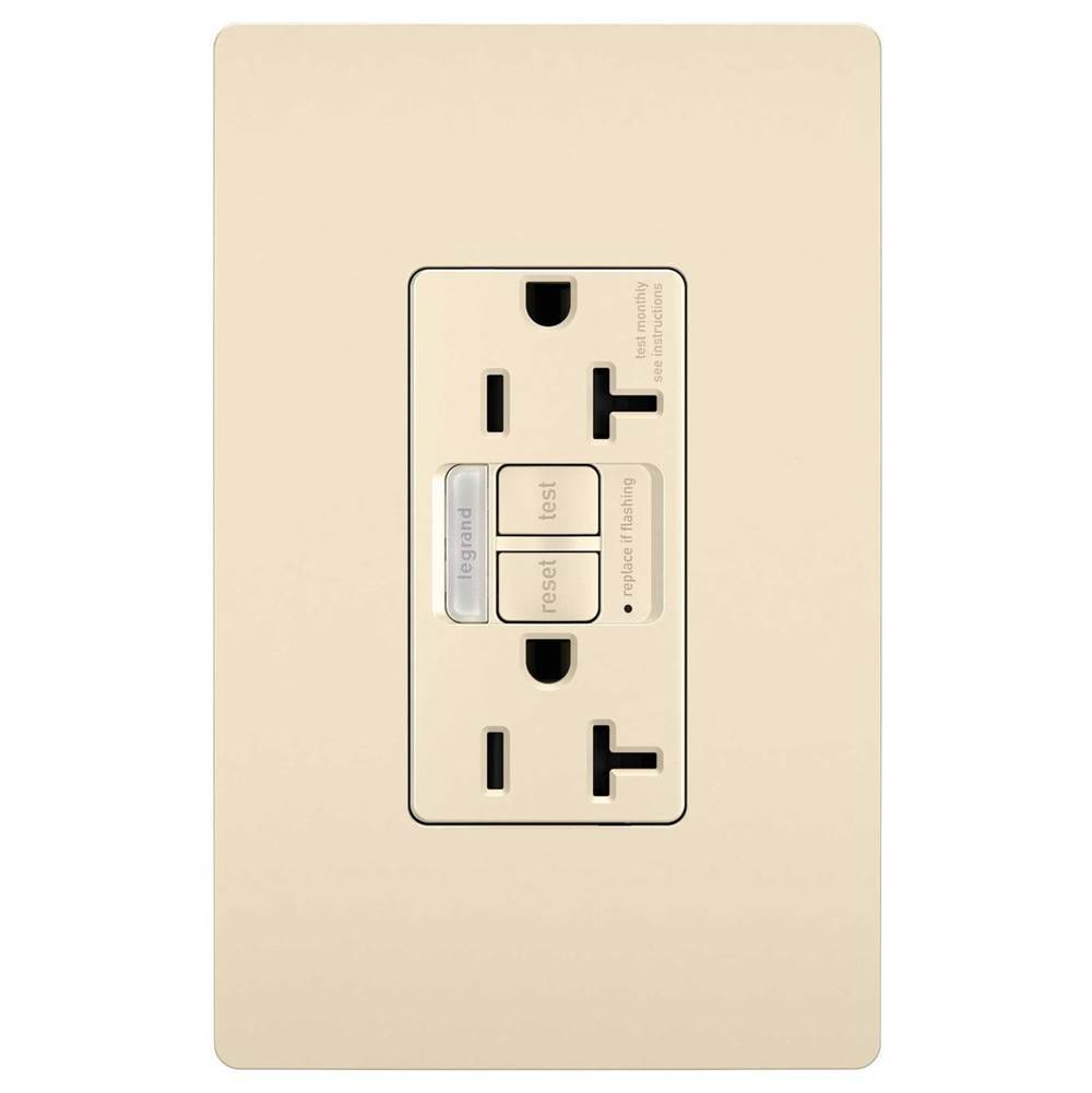 Legrand radiant 20A Tamper-Resistant Self-Test GFCI Outlet with Night Light, Light Almond