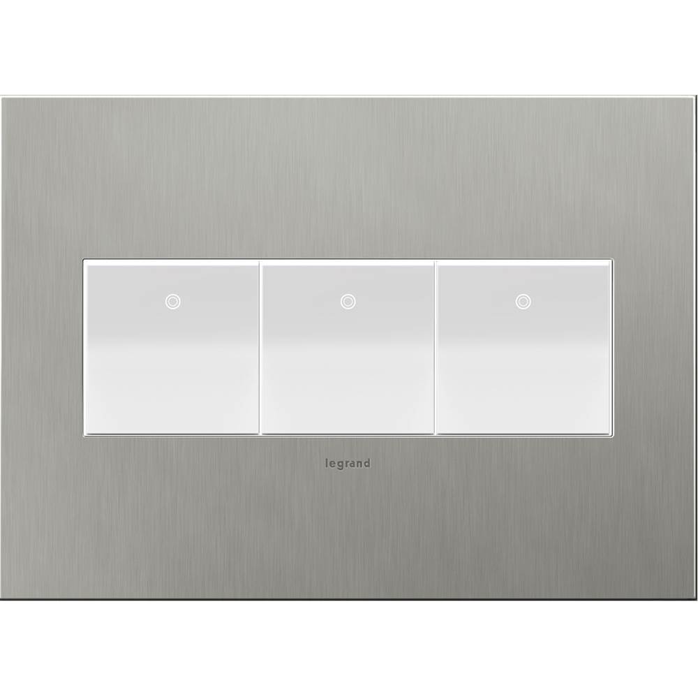 Legrand Brushed Stainless Steel, 3-Gang Wall Plate