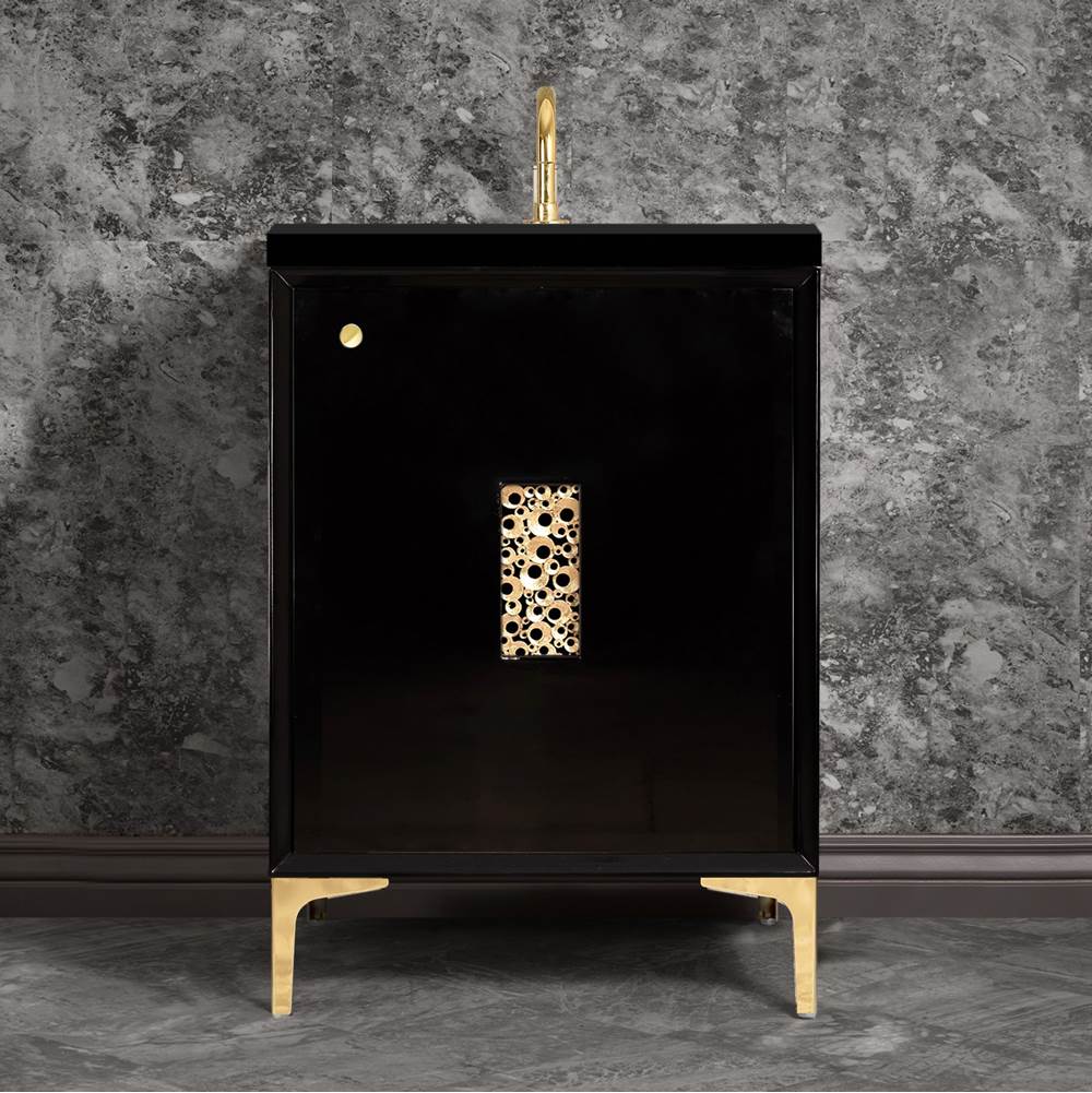 Linkasink Frame 36'' Wide Black Vanity with Polished Brass Coral Grate and Legs, 36'' x 22'' x 33.5'' (without vanity top)