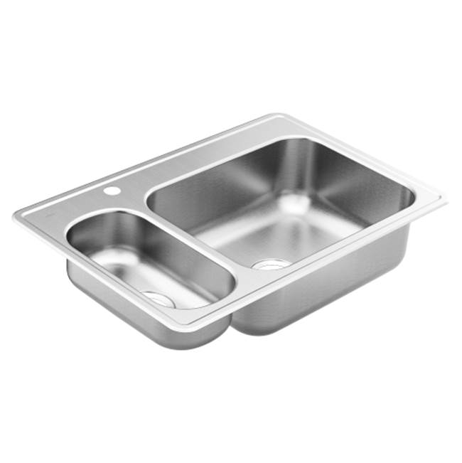 Moen 33''x22'' stainless steel 20 gauge double bowl drop in sink