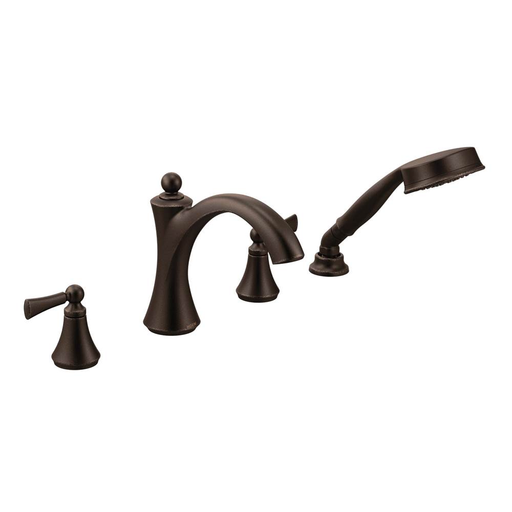 Moen Wynford 2-Handle Deck-Mount Roman Tub Faucet with Handshower in Oil Rubbed Bronze (Valve Sold Separately)