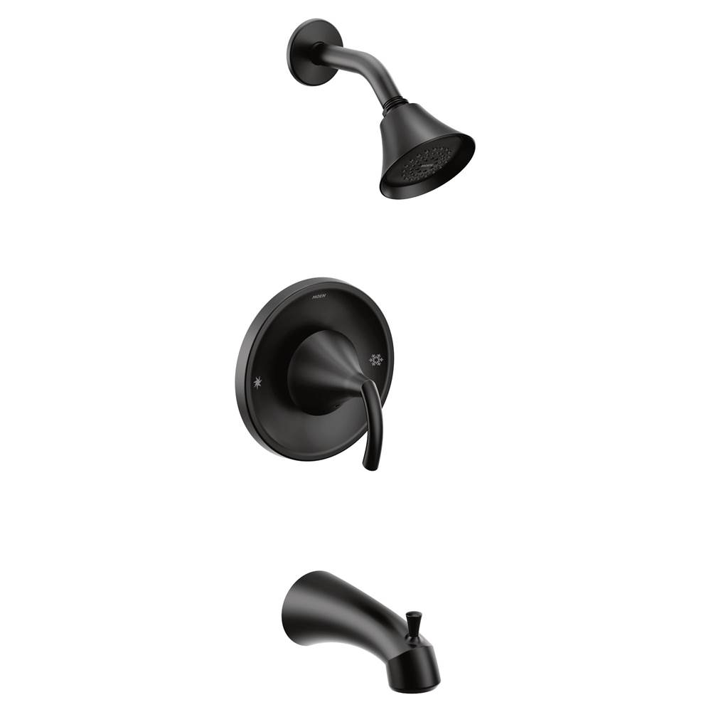 Moen Glyde 1-Spray Single-Handle Posi-Temp Tub and Shower Faucet Trim Kit in Matte Black (Valve Sold Separately)