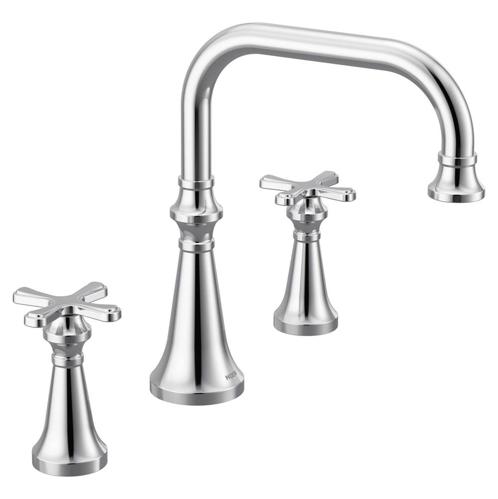 Moen Colinet Two Handle Deck-Mount Roman Tub Faucet Trim with Cross Handles, Valve Required, in Chrome