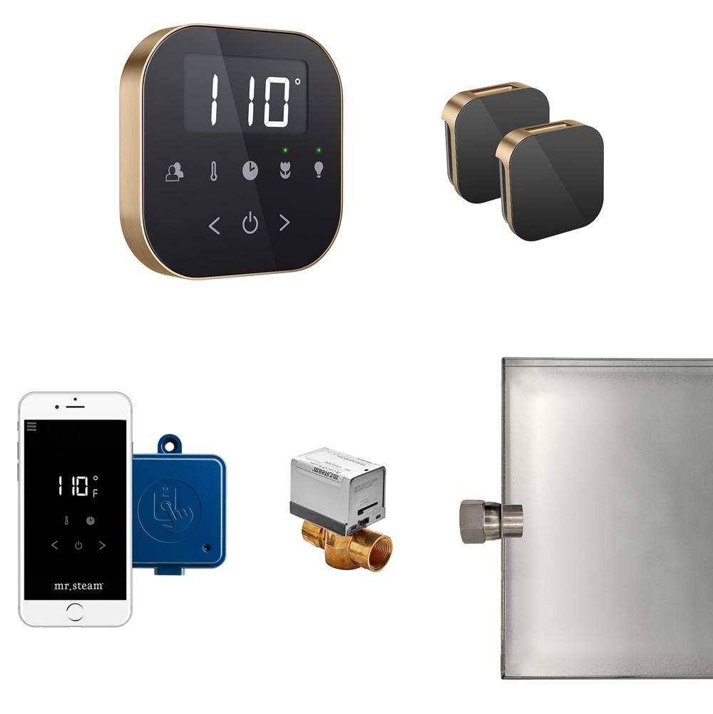 Mr. Steam AirButler Max Steam Shower Control Package with AirTempo Control and Aroma Glass SteamHead in Black Brushed Bronze