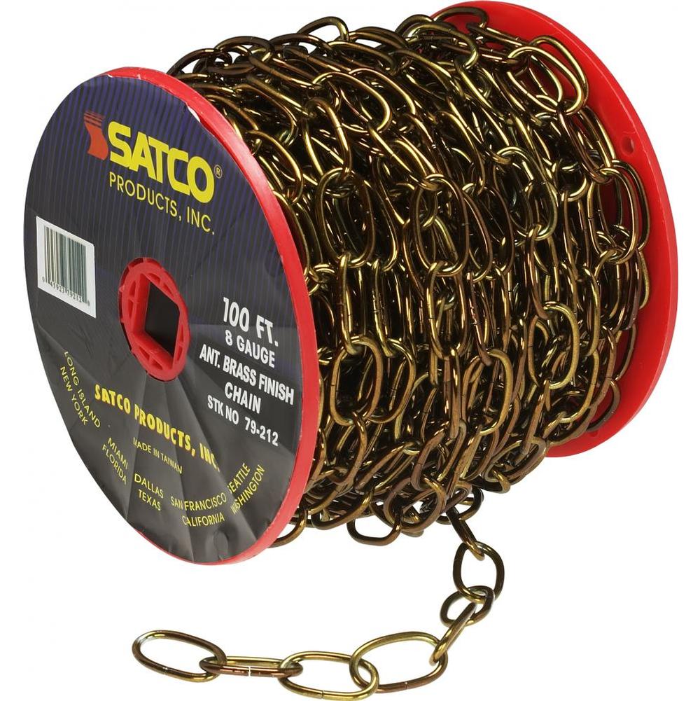 Satco 100 ft Reel Chain Antique Brass 8 Ga