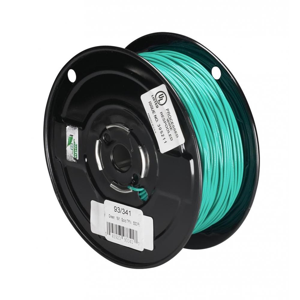 Satco 18/1 Solid Tfn Green 500 ft