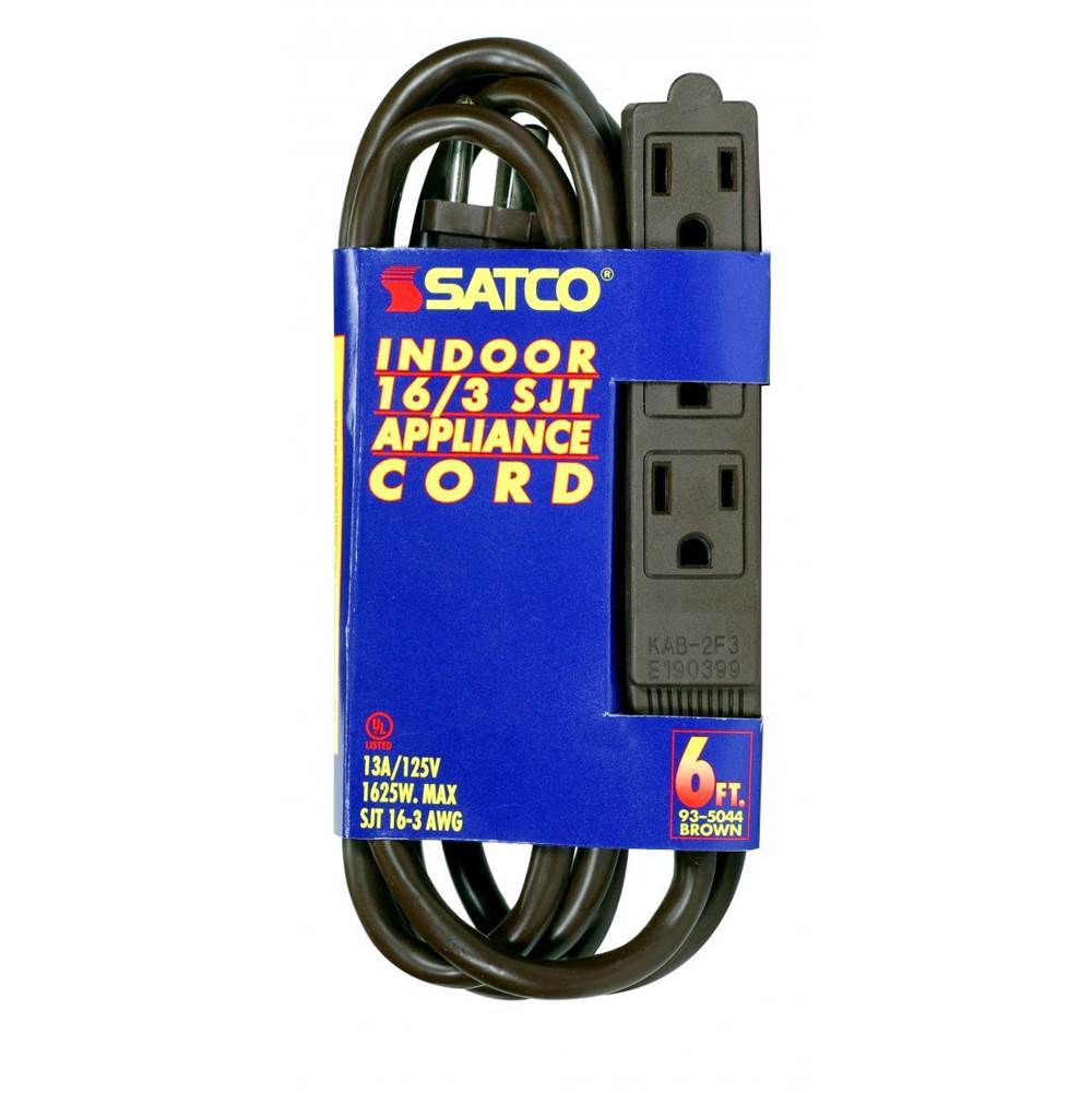 Satco 6 ft 16/3 Sjt Brown 3 Wire Grd