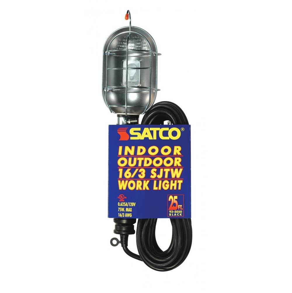 Satco Black Metal Trouble Light with Cage