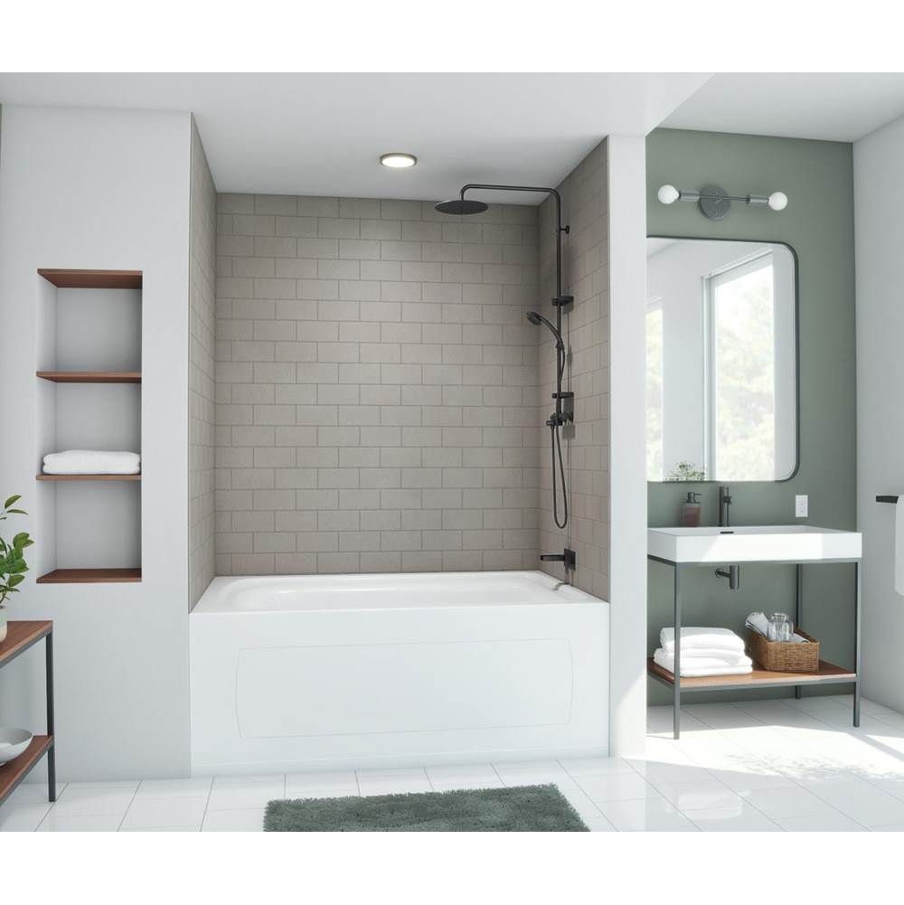Swan MTMK72-4262 42 x 62 x 72 Swanstone® Metro Subway Tile Glue up Bathtub and Shower Wall Kit in Clay
