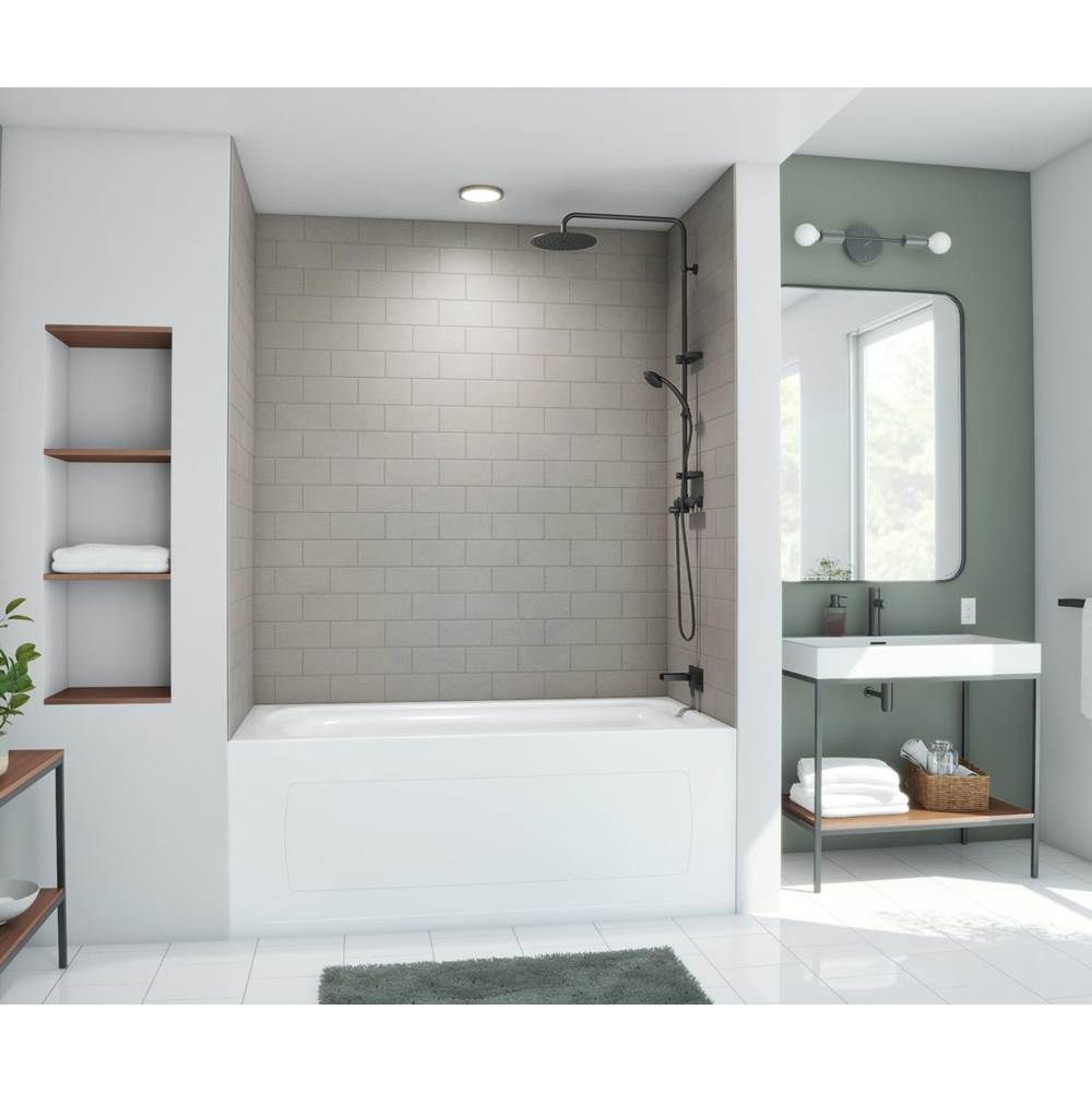 Swan MTMK72-3442 34 x 42 x 72 Swanstone® Metro Subway Tile Glue up Bathtub and Shower Wall Kit in Clay