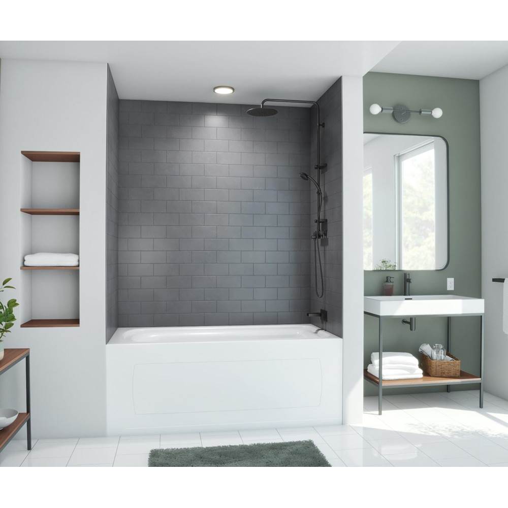 Swan MTMK72-3250 32 x 50 x 72 Swanstone® Metro Subway Tile Glue up Bathtub and Shower Wall Kit in Charcoal Gray