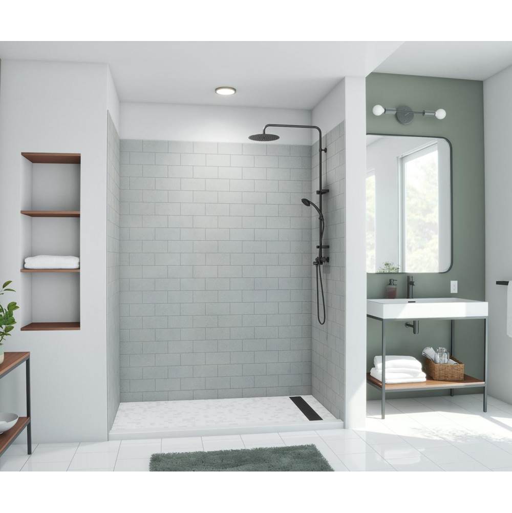 Swan MTMK84-3662 36 x 62 x 84 Swanstone® Metro Subway Tile Glue up Bathtub and Shower Wall Kit in Ash Gray