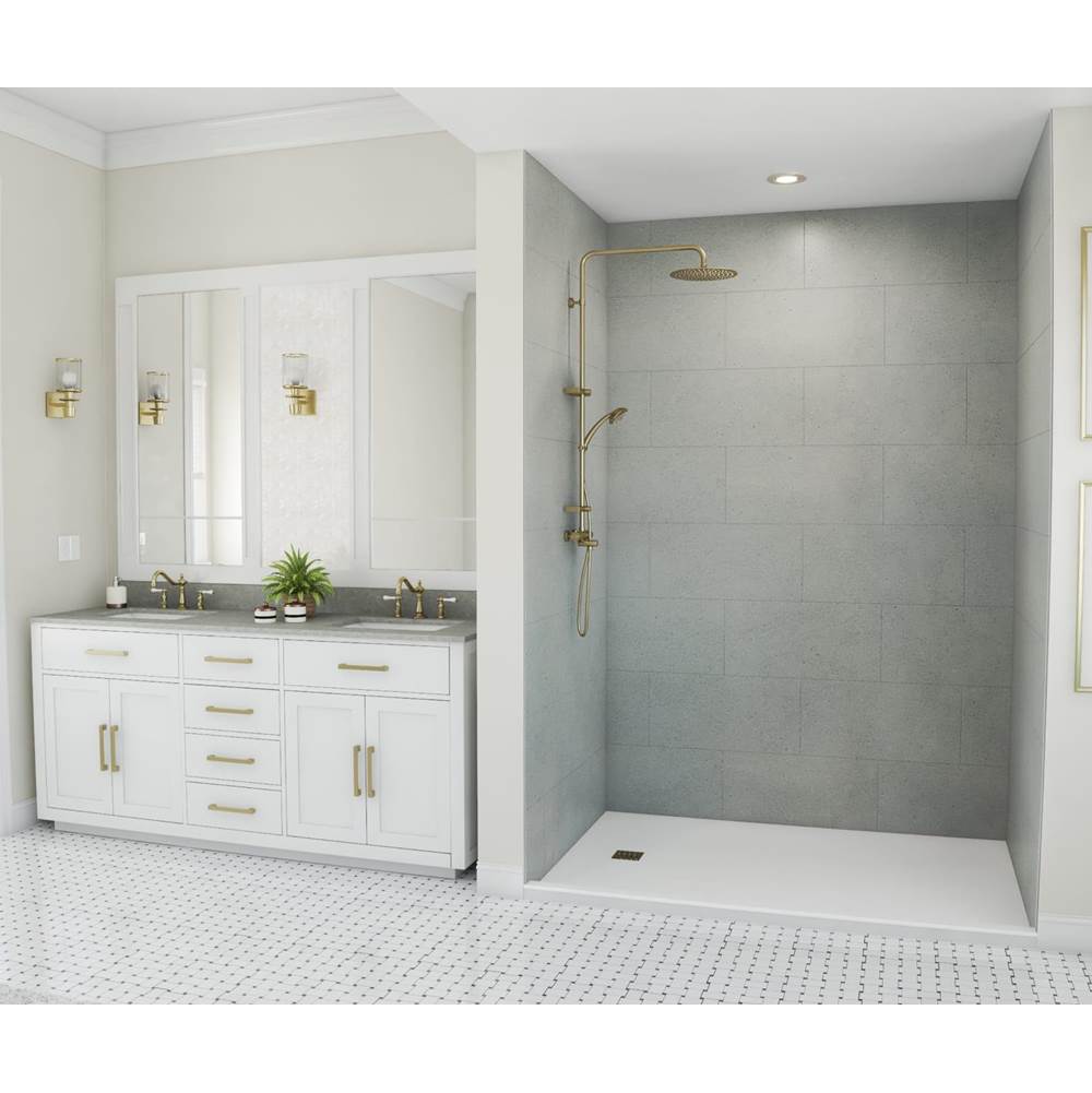 Swan TSMK96-3450 34 x 50 x 96 Swanstone® Traditional Subway Tile Glue up Shower Wall Kit in Ash Gray